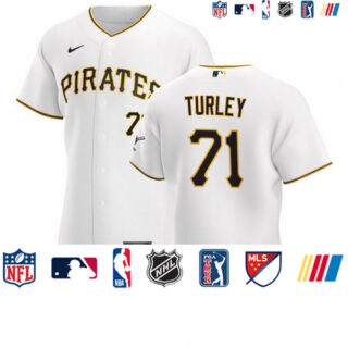Pittsburgh Pirates #71 Nik Turley Men's Nike White Home 2020 Authentic Player MLB Jersey