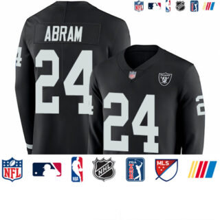 Raiders #24 Johnathan Abram Black Team Color Men's Stitched Football Limited Therma Long Sleeve Jersey