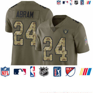 Raiders #24 Johnathan Abram Olive Camo Youth Stitched Football Limited 2017 Salute to Service Jersey