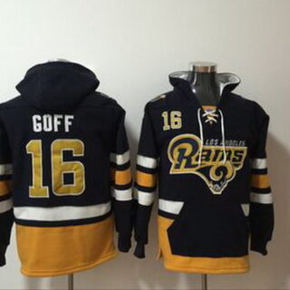 Rams 16 Jared Goff Navy All Stitched Hooded Sweatshirt