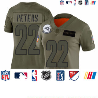 Rams #22 Marcus Peters Camo Women's Stitched Football Limited 2019 Salute to Service Jersey