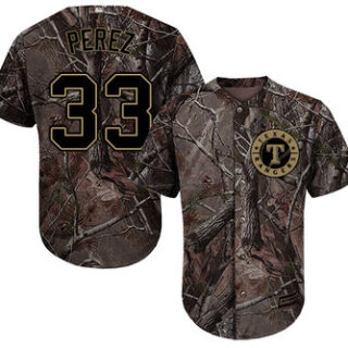Rangers #33 Martin Perez Camo Realtree Collection Cool Base Stitched Baseball Jersey
