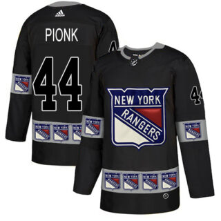 Rangers #44 Neal Pionk Black Authentic Team Logo Fashion Stitched Hockey Jersey
