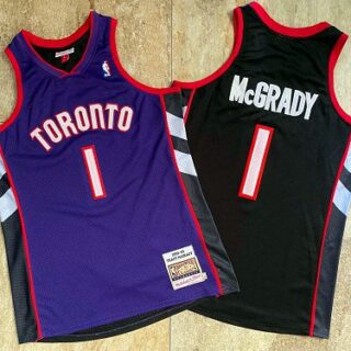 Raptors 1 Tracy McGrady Purple Black 1999-00 Hardwood Classics Jersey