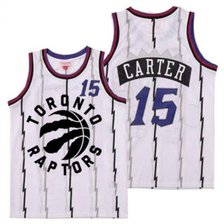Raptors 15 Vince Carter White Retro Jersey 3
