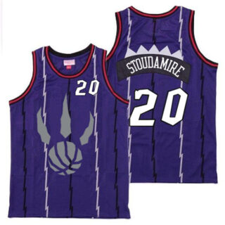 Raptors 20 Damon Stoudamire Purple Gray Logo Retro Jersey 9