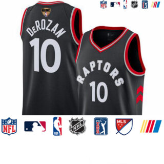 Raptors #10 DeMar DeRozan Black Statement Edition 2019 Finals Bound Basketball Swingman Jersey