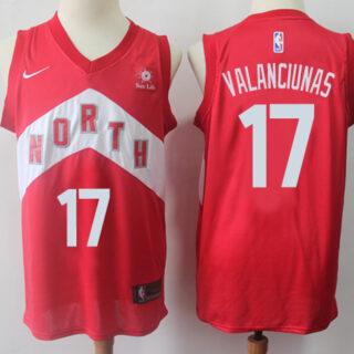 Raptors #17 Jonas Valanciunas Red Basketball Swingman Earned Edition Jersey