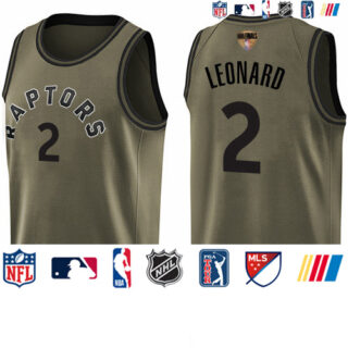 Raptors #2 Kawhi Leonard Green 2019 Finals Bound Basketball Swingman Salute to Service Jersey