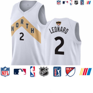 Raptors #2 Kawhi Leonard White 2019 Finals Bound Basketball Swingman City Edition 2018 19 Jersey