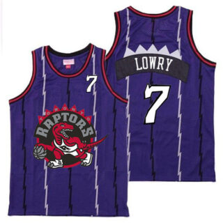 Raptors 7 Kyle Lowry Purple Big Gray Red Logo Retro Jersey 11