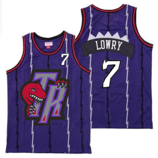 Raptors 7 Kyle Lowry Purple Big Gray TR Logo Retro Jersey 10