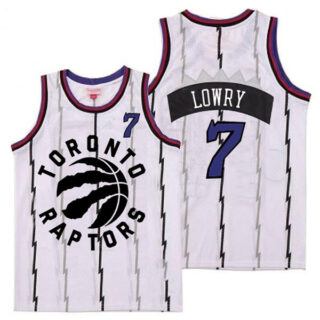 Raptors 7 Kyle Lowry White Retro Jersey 3