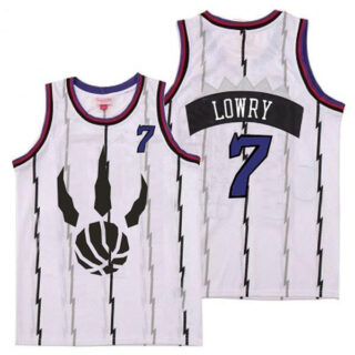 Raptors 7 Kyle Lowry White Throwback Jersey 1