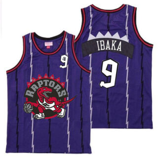 Raptors 9 Serge Ibaka Purple Big Gray Red Logo Retro Jersey 11