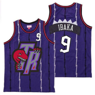 Raptors 9 Serge Ibaka Purple Big Gray TR Logo Retro Jersey 10