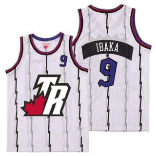 Raptors 9 Serge Ibaka White Big White TR Logo Retro Jersey 3
