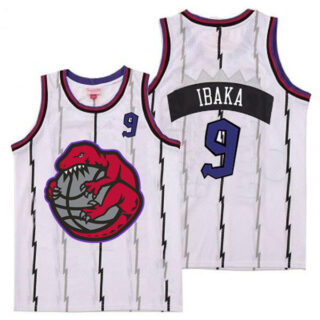 Raptors 9 Serge Ibaka White Retro Jerseys 2