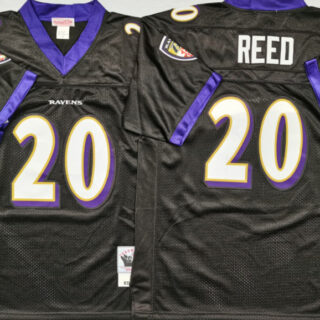 Ravens 20 Ed Reed Black M&N Throwback Jersey