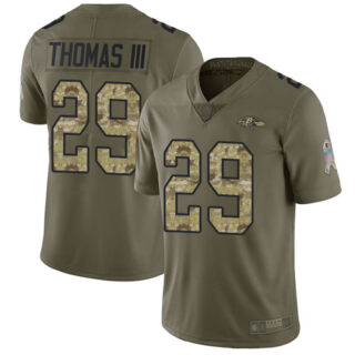 Ravens #29 Earl Thomas III Olive Camo Men's Stitched Football Limited 2017 Salute To Service Jersey
