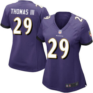 Ravens #29 Earl Thomas III Purple Team Color Women's Stitched Football New Elite Jersey