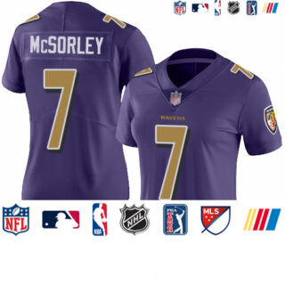 Ravens #7 Trace McSorley Purple Women's Stitched Football Limited Rush Jersey