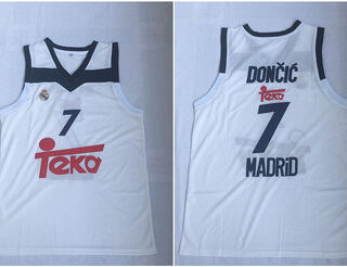 Real Madrid 7 Luka Doncic White Black Basketball Home Jersey 2017 18