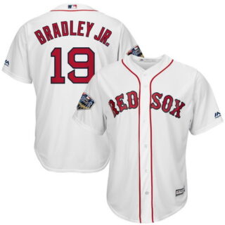 Red Sox 19 Jackie Bradley Jr. White 2018 World Series Cool Base Player Jersey