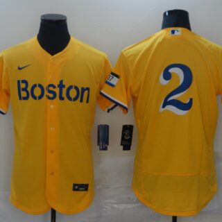 Red Sox 2 Xander Bogaerts Gold Nike 2021 City Connect Replica Player Flexbase Jersey