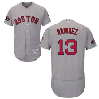 Red Sox #13 Hanley Ramirez Grey Flexbase Authentic Collection 2018 World Series Champions Stitched MLB Jersey