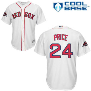 Red Sox #24 David Price White New Cool Base 2018 World Series Champions Stitched MLB Jersey