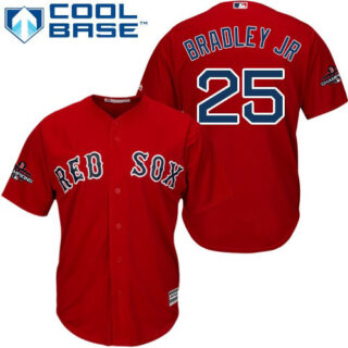 Red Sox #25 Jackie Bradley Jr Red Cool Base 2018 World Series Champions Stitched Youth MLB Jersey