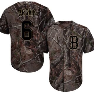 Red Sox #6 Johnny Pesky Camo Realtree Collection Cool Base Stitched Baseball Jersey
