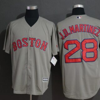 Red Sox 28 J.D. Martinez Gray Cool Base Jersey