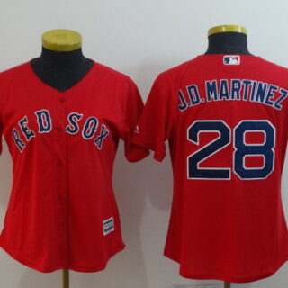 Red Sox 28 J.D. Martinez Red Women Cool Base Jersey