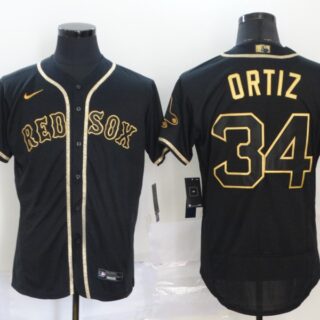 Red Sox 34 David Ortiz Black Gold 2020 Nike Flexbase Jersey
