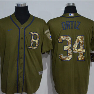 Red Sox 34 David Ortiz Olive 2020 Nike Cool Base Jersey