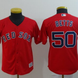 Red Sox 50 Mookie Betts Red Youth Cool Base Jersey