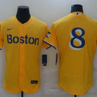 Red Sox 8 Gold Nike 2021 City Connect Replica Player Flexbase Jersey