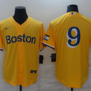 Red Sox 9 Gold Nike 2021 City Connect Replica Player Cool Base Jersey