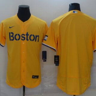 Red Sox Blank Gold Nike 2021 City Connect Replica Player Flexbase Jersey
