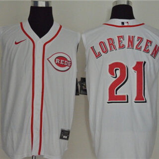 Reds 21 Michael Lorenzen White Nike Cool Base Sleeveless Jersey