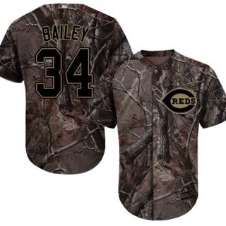 Reds #34 Homer Bailey Camo Realtree Collection Cool Base Stitched Baseball Jersey