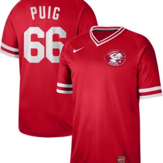 Reds #66 Yasiel Puig Red Authentic Cooperstown Collection Stitched Baseball Jersey