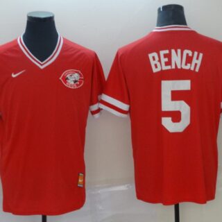 Reds 5 Johnny Bench Red Throwback Jersey