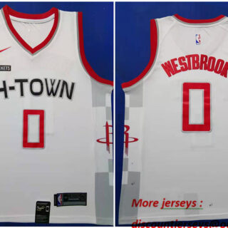 Rockets 0 Russell Westbrook White 2019-20 Nike City Edition Swingman Jersey