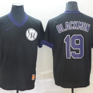 Rockies 19 Charlie Blackmon Black Throwback Jersey