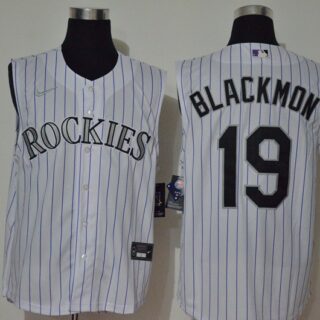 Rockies 19 Charlie Blackmon White Nike Cool Base Sleeveless Jersey