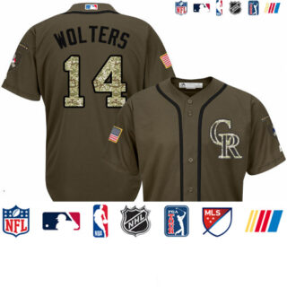 Rockies #14 Tony Wolters Green Salute to Service Stitched Baseball Jersey