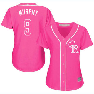 Rockies #9 Daniel Murphy Pink Fashion Women's Stitched Baseball Jersey